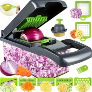 Veggie Slicer Multifonction 16-en-1 – Tranche, Coupe et Râpe Sans Effort